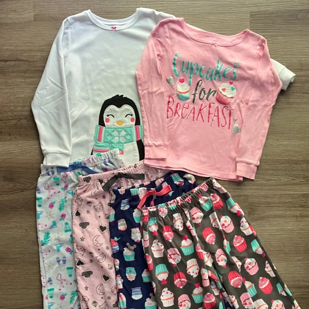 Carter's 4-Piece Fleece Pants + Fleece Top & Long-Sleeve Cotton Top Bundle